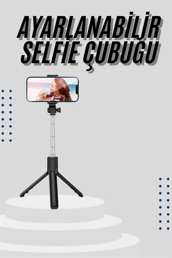 Tripod Selfie Çubuğu Bluetooth Kumandalı Kablosuz Led Işıklı 2 Tripod Selfie Çubuğu Bluetooth Kumandalı Kablosuz Led Işıklı - Görsel 2