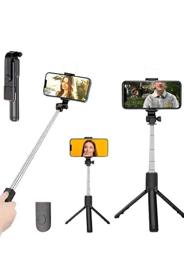 Tripod Selfie Çubuğu Bluetooth Kumandalı Kablosuz Led Işıklı 4 Tripod Selfie Çubuğu Bluetooth Kumandalı Kablosuz Led Işıklı - Görsel 4