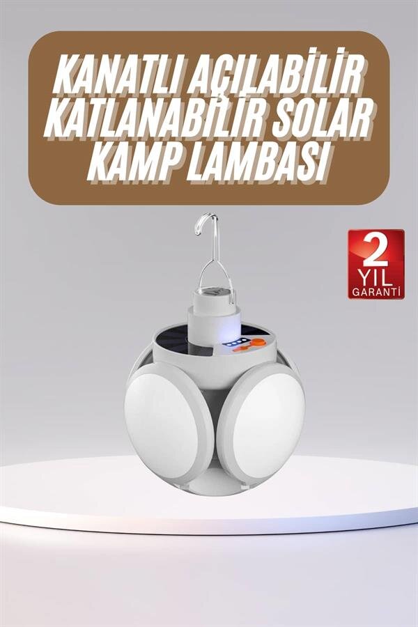 Katlanabilir Askılı Kamp Lambası 5 Kanatlı Pratik Güneş Enerjili 2 Katlanabilir Askılı Kamp Lambası 5 Kanatlı Pratik Güneş Enerjili - Görsel 2