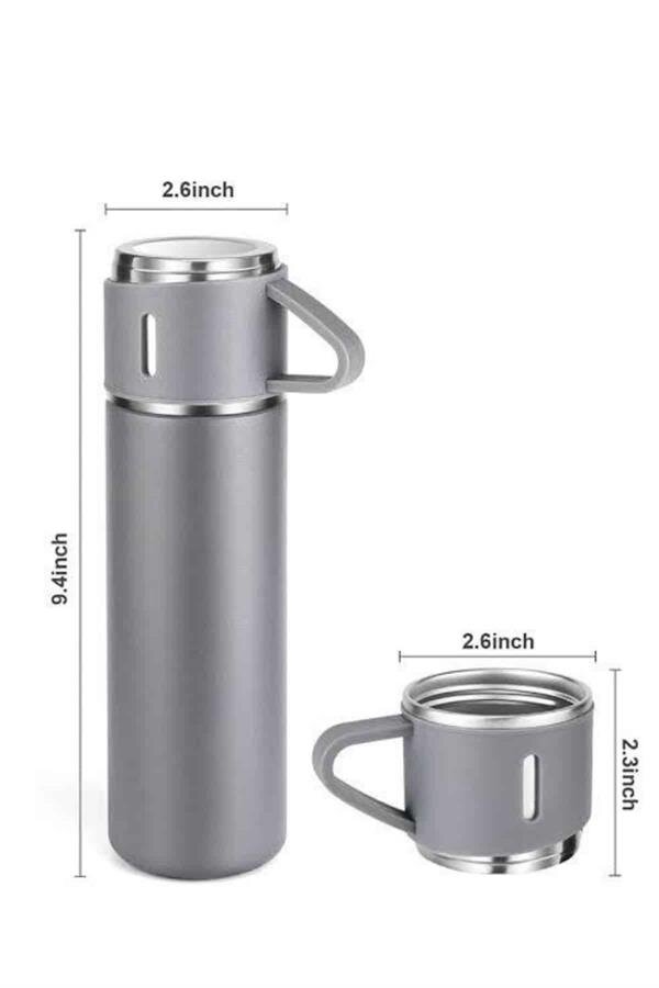 Termos Seti Paslanmaz Çelik 3 Bardaklı Vakumlu Termos Set 500 Ml 12 Saate Kadar Isı Koruma 3 Termos Seti Paslanmaz Çelik 3 Bardaklı Vakumlu Termos Set 500 Ml 12 Saate Kadar Isı Koruma - Görsel 3