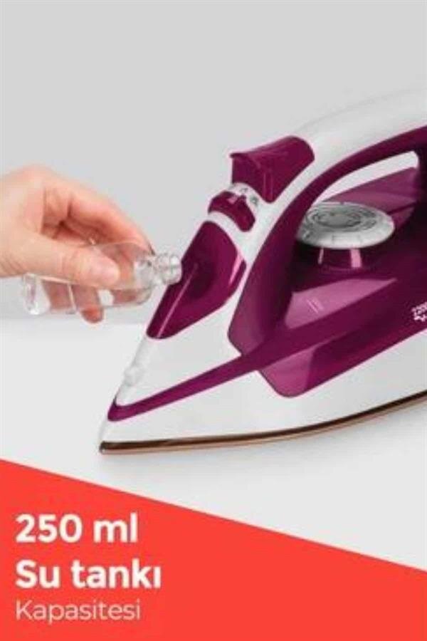 Seramik Tabanlı Kırmızı 2200 Watt Şok Buharlı Ütü 4 Seramik Tabanlı Kırmızı 2200 Watt Şok Buharlı Ütü - Görsel 4