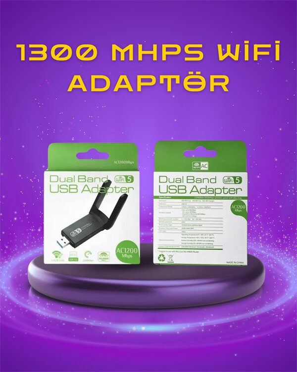 Yüksek Hızlı 1200 Mbps Çift Bant USB WiFi Adaptör – Güçlü Sinyal Geniş Uyumluluk 2 Yüksek Hızlı 1200 Mbps Çift Bant USB WiFi Adaptör – Güçlü Sinyal Geniş Uyumluluk - Görsel 2
