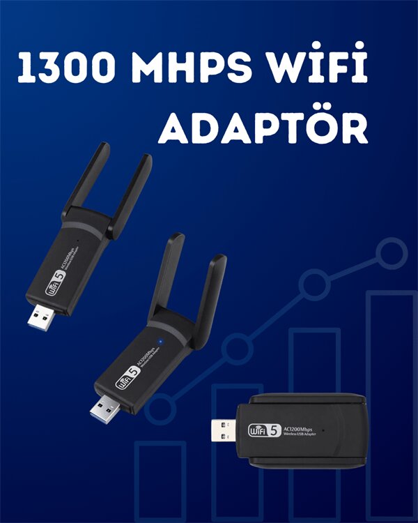 USB WiFi Adaptör – 1200 Mbps Hız 2 USB WiFi Adaptör – 1200 Mbps Hız - Görsel 2
