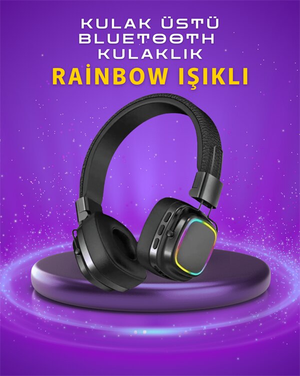 Renkli Işık Efektli Bluetooth 5.3 Müzik Kulaklığı 2 Renkli Işık Efektli Bluetooth 5.3 Müzik Kulaklığı - Görsel 2