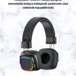 Kablosuz RGB Işıklı Katlanabilir Bluetooth Kulak Üstü Kulaklık