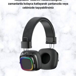 Bluetooth 5.3 Rainbow Işıklı Kulak Üstü Kablosuz Kulaklık