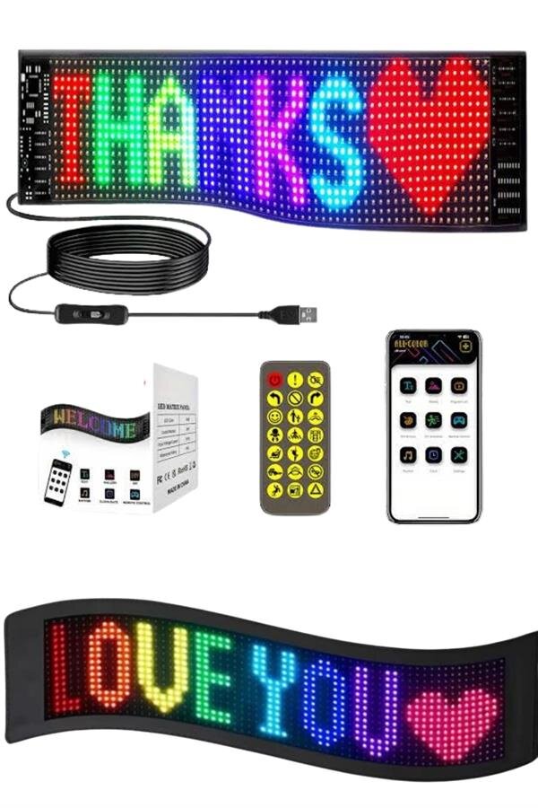 Matrix Led Cama Yapışan Telefon Kontrollü Panel Dijital Ekran Kumandalı 1 Matrix Led Cama Yapışan Telefon Kontrollü Panel Dijital Ekran Kumandalı