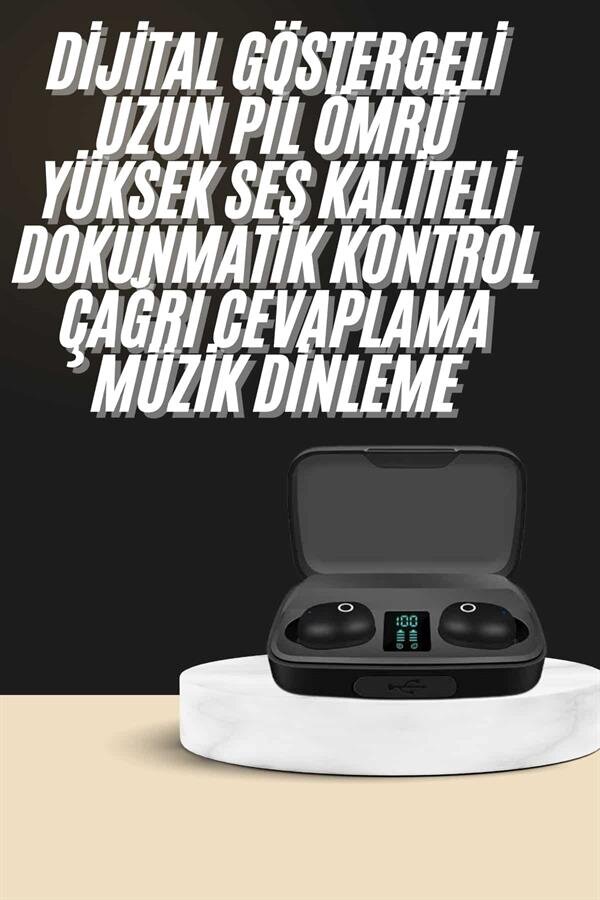 Kablosuz Dijital Göstergeli Çağrı Cevaplayabilen TWS 5.0 Bluetooth Kulaklık 1 Kablosuz Dijital Göstergeli Çağrı Cevaplayabilen TWS 5.0 Bluetooth Kulaklık