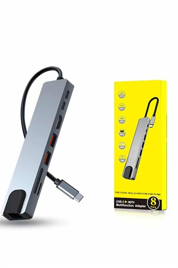 8 Portlu Macbook Çevirici Type C Hub SD TF USB Çoğaltıcı Ethernet 4 8 Portlu Macbook Çevirici Type C Hub SD TF USB Çoğaltıcı Ethernet - Görsel 4