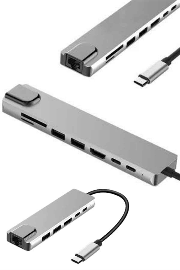 8 Portlu Macbook Çevirici Type C Hub SD TF USB Çoğaltıcı Ethernet 3 8 Portlu Macbook Çevirici Type C Hub SD TF USB Çoğaltıcı Ethernet - Görsel 3