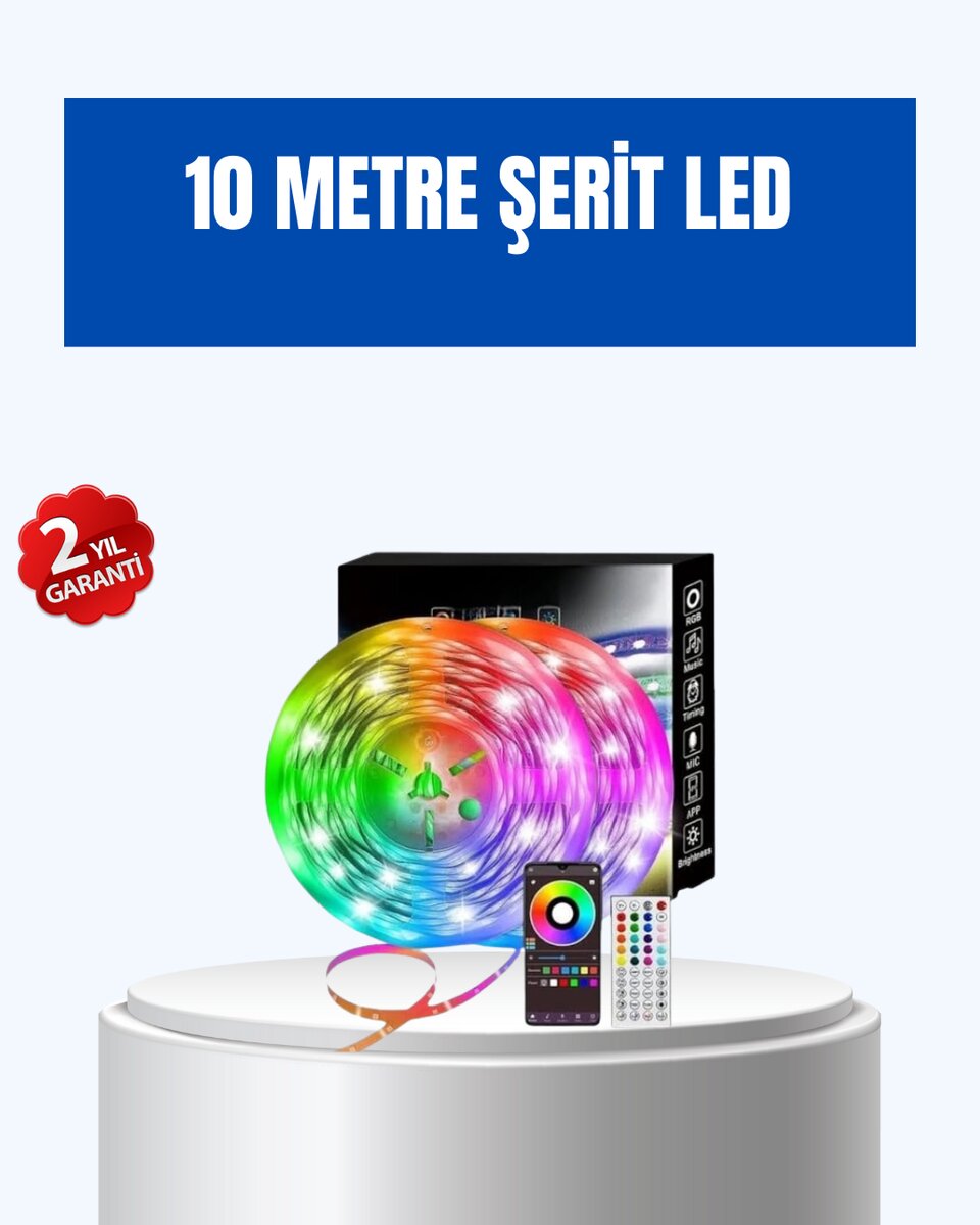 Sese Duyarlı 10M Smart Şerit Led IOS Android Kontrollü RGB Işık 1 Sese Duyarlı 10M Smart Şerit Led IOS Android Kontrollü RGB Işık