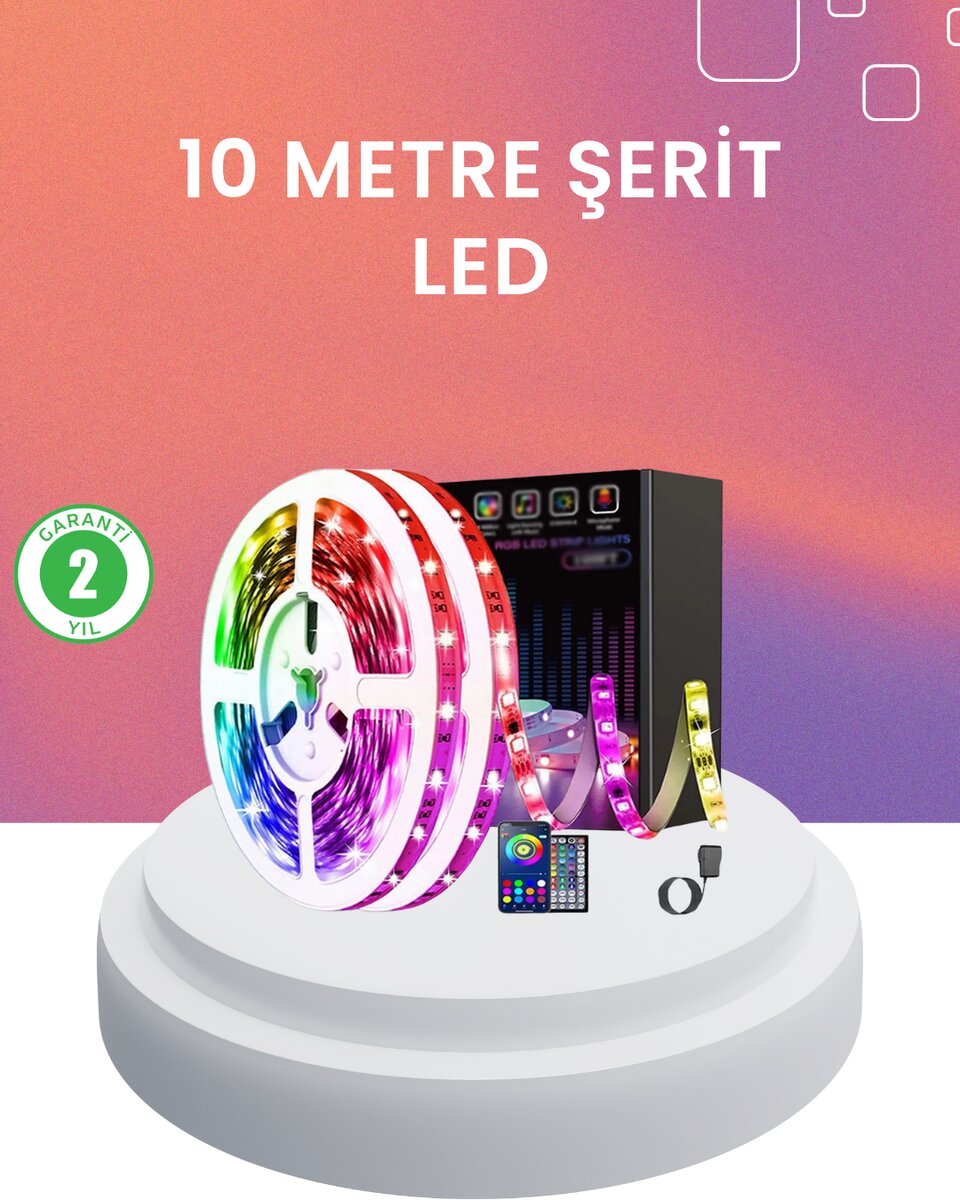 10 Metre Telefon Kontrollü Smart Şerit Led USB RGB Kumandalı 1 10 Metre Telefon Kontrollü Smart Şerit Led USB RGB Kumandalı