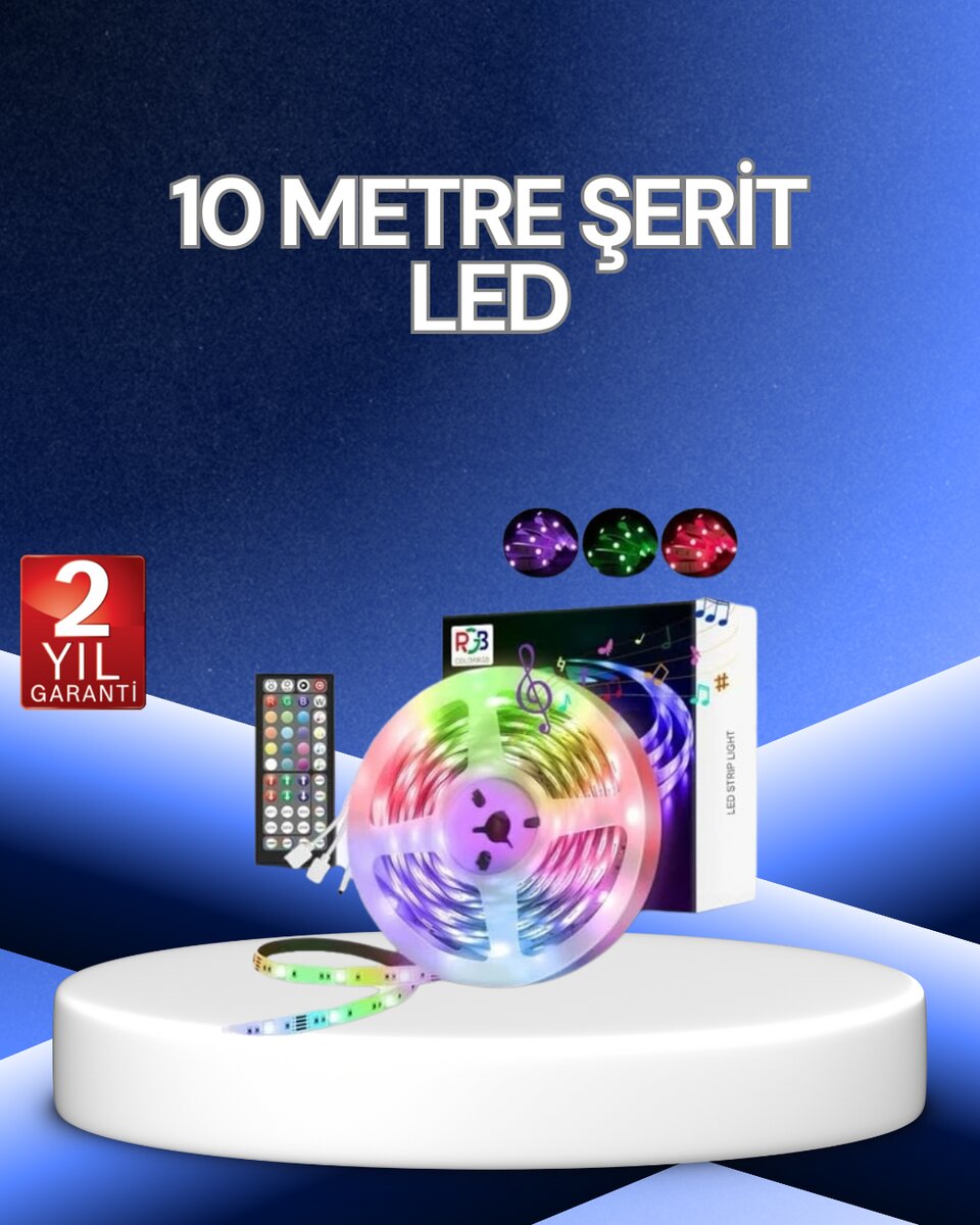 10 Metre Smart Şerit Led Bluetooth Telefon Kontrollü USB Enerjili 1 10 Metre Smart Şerit Led Bluetooth Telefon Kontrollü USB Enerjili