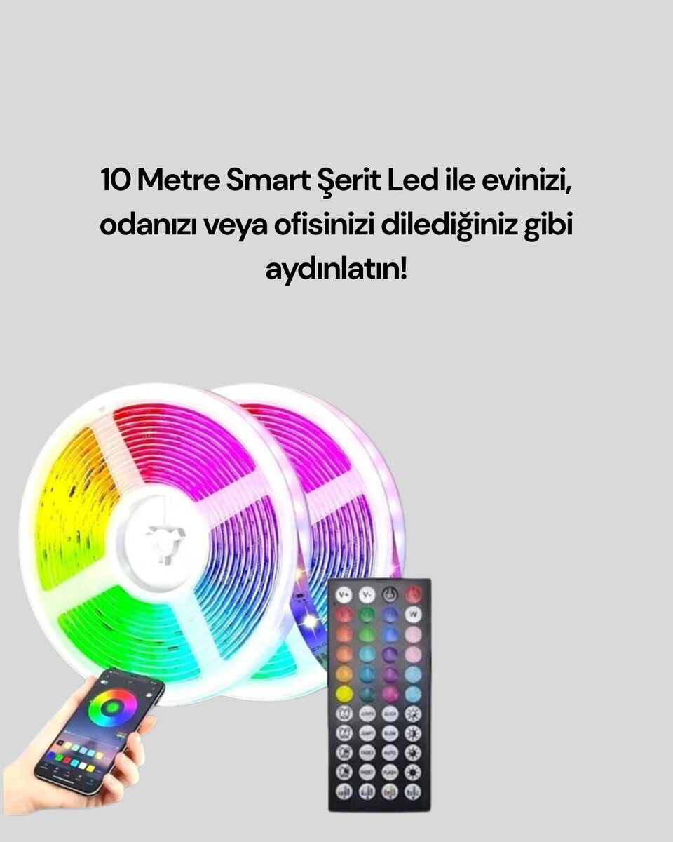 10 Metre Smart Şerit Led Bluetooth Telefon Kontrollü USB Enerjili 2 10 Metre Smart Şerit Led Bluetooth Telefon Kontrollü USB Enerjili - Görsel 2