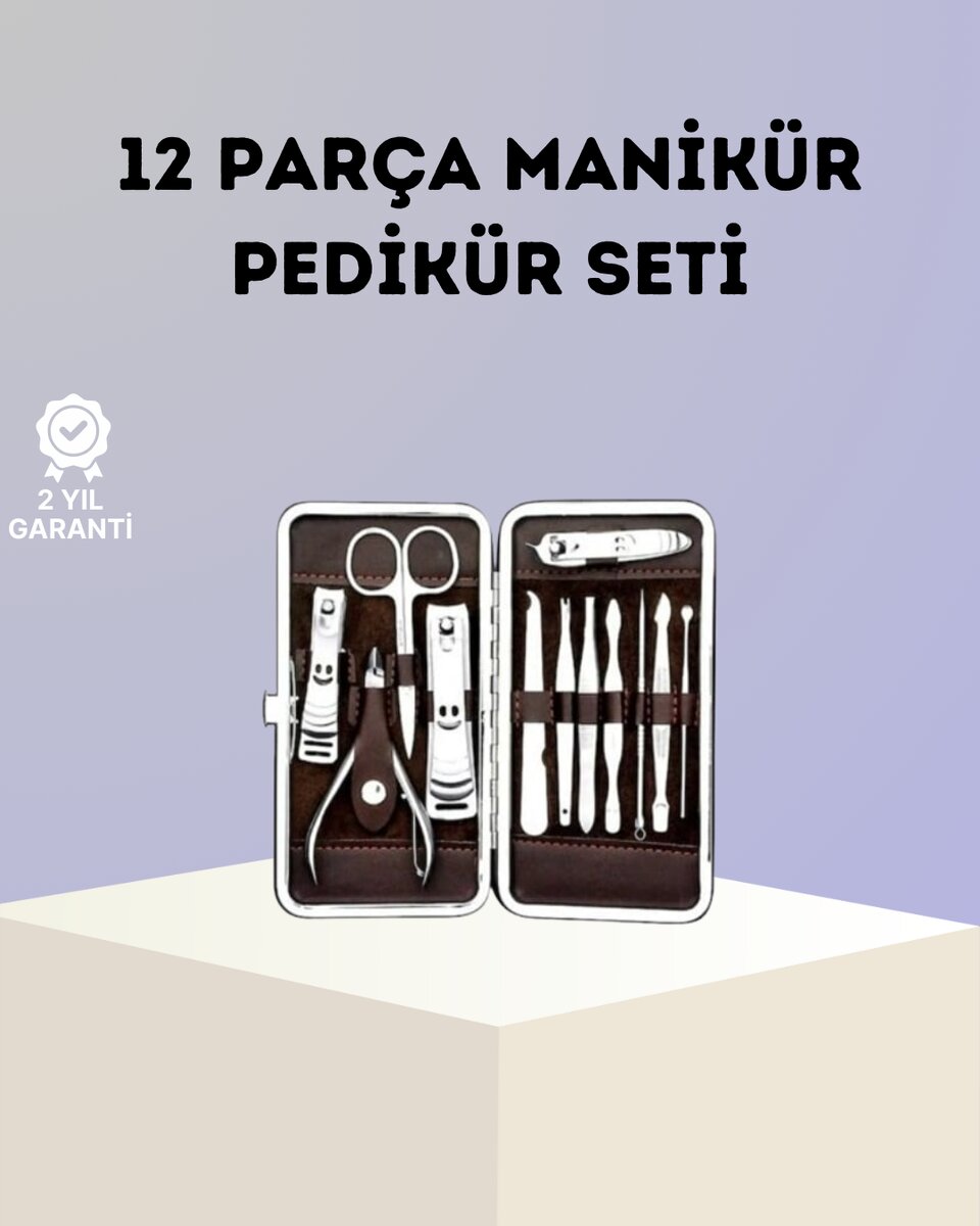 Paslanmaz Çelik Çok Fonksiyonlu 12 Manikür Seti 1 Paslanmaz Çelik Çok Fonksiyonlu 12 Manikür Seti