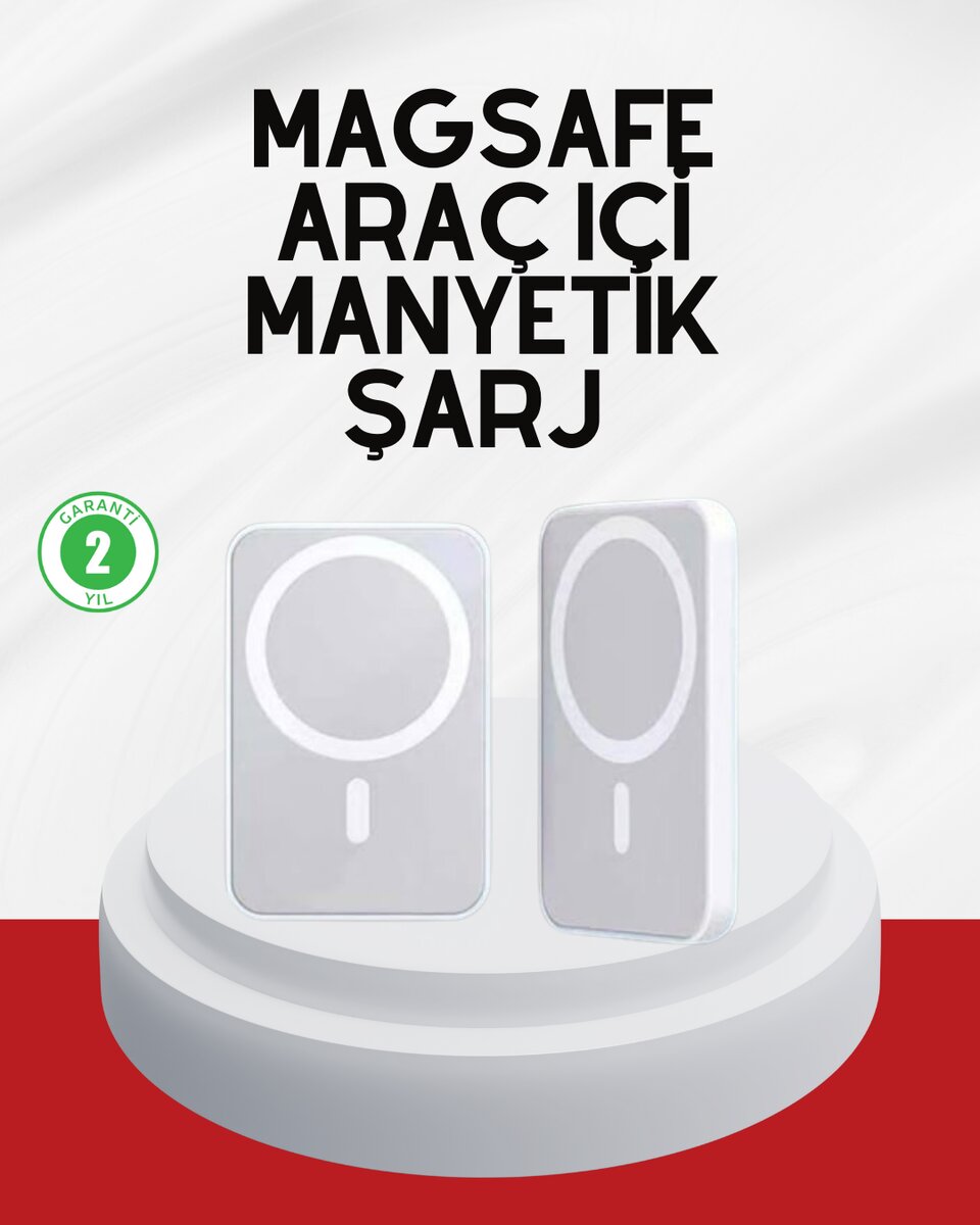 Şık Tasarımlı MagSafe Araç Telefon Tutucu Type-C Girişli 1 Şık Tasarımlı MagSafe Araç Telefon Tutucu Type-C Girişli