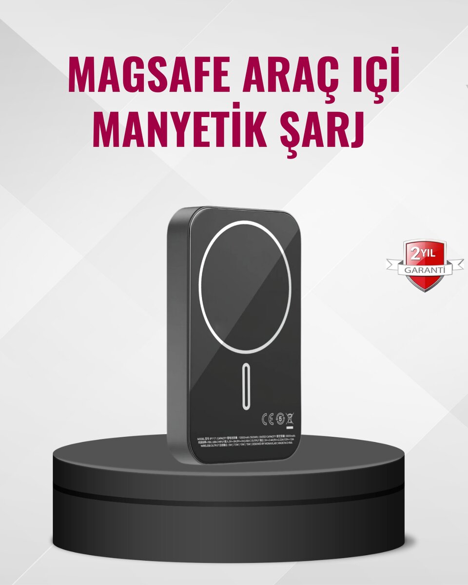 MagSafe Araç Telefon Tutucu 15W Hızlı Şarj Type-C Girişli 1 MagSafe Araç Telefon Tutucu 15W Hızlı Şarj Type-C Girişli