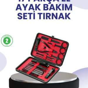 Taşınabilir Deri Kutulu 17 Parça Manikür Seti