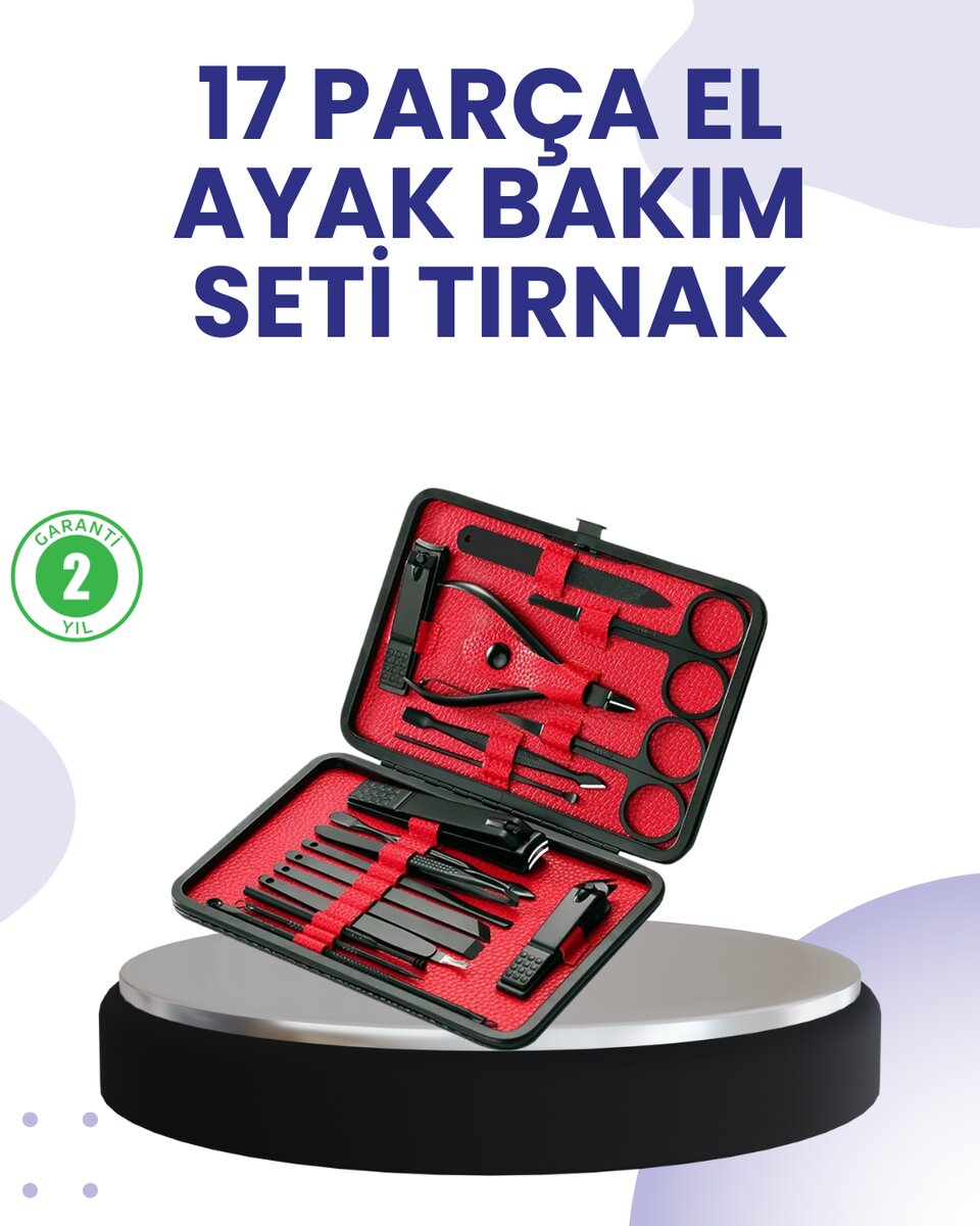 Taşınabilir Deri Kutulu 17 Parça Manikür Seti 1 Taşınabilir Deri Kutulu 17 Parça Manikür Seti