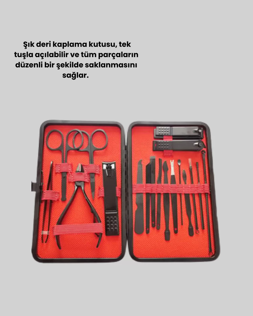 Paslanmaz Çelik 17 Parça Manikür Pedikür Seti ve Taşınabilir Şık Çanta 3 Paslanmaz Çelik 17 Parça Manikür Pedikür Seti ve Taşınabilir Şık Çanta - Görsel 3