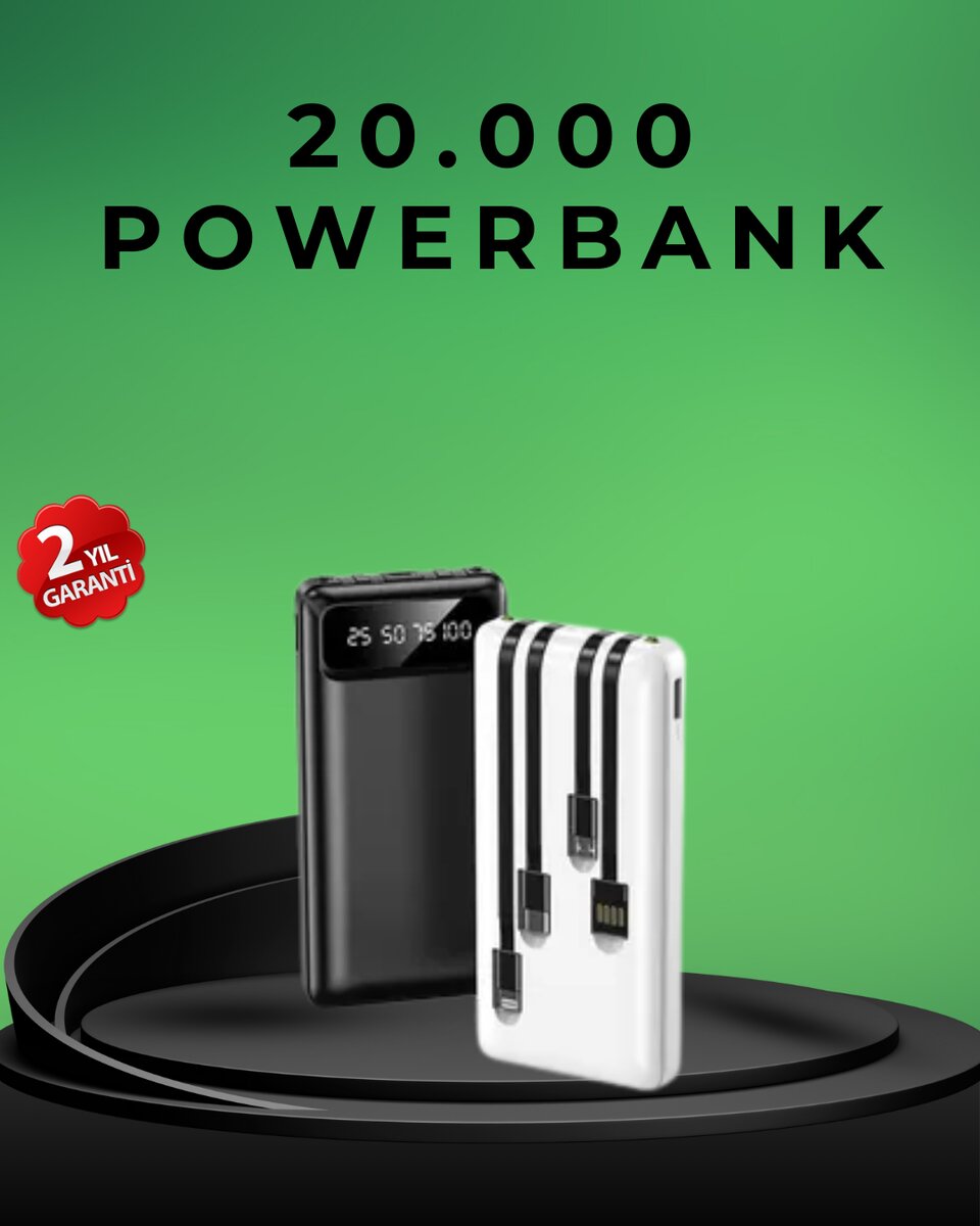 Kamp ve Seyahat İçin 20.000mAh LED Işıklı Hızlı Şarj Powerbank 1 Kamp ve Seyahat İçin 20.000mAh LED Işıklı Hızlı Şarj Powerbank