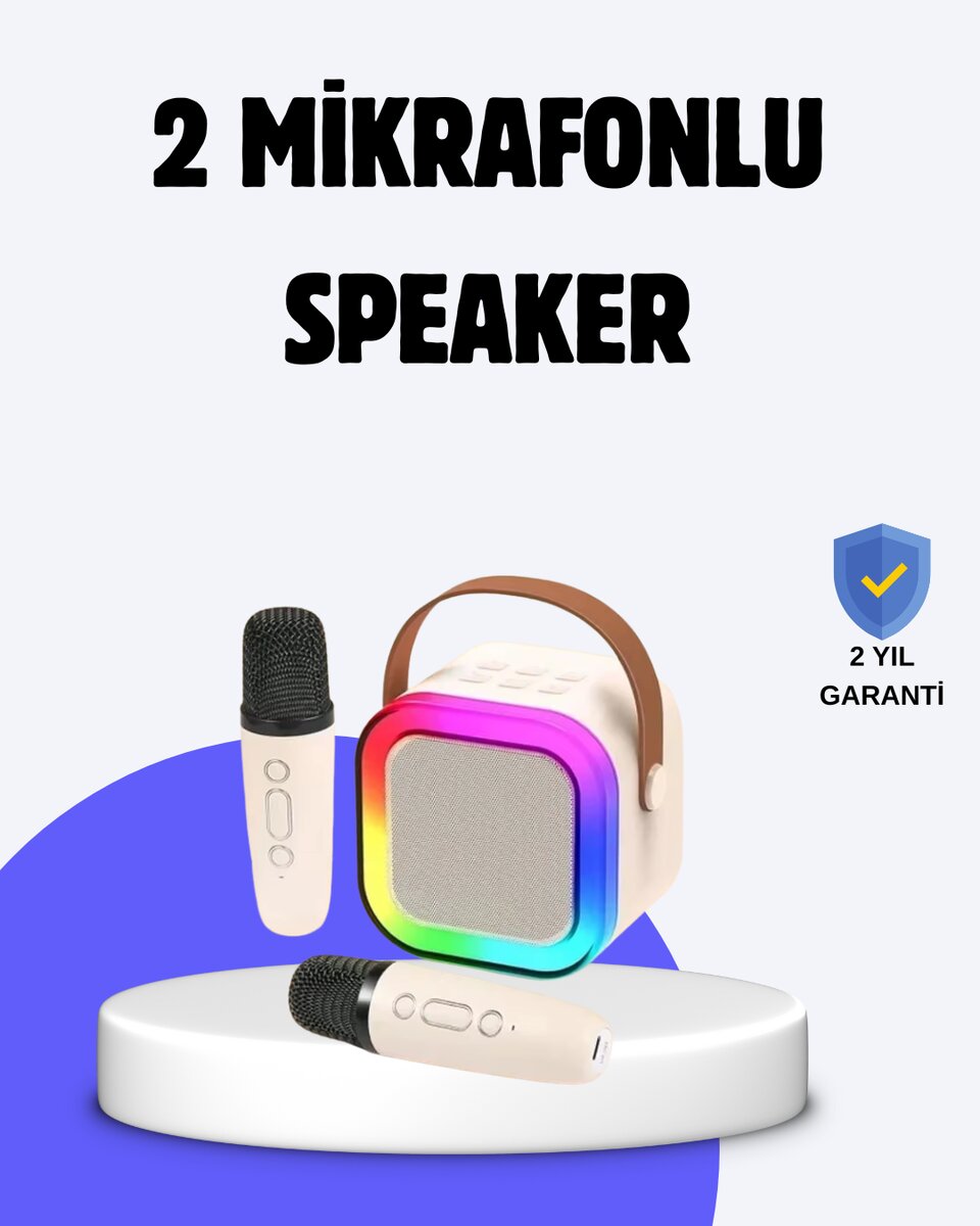 Taşınabilir Bluetooth Karaoke Hoparlör – 2400 mAh Batarya 1 Taşınabilir Bluetooth Karaoke Hoparlör – 2400 mAh Batarya