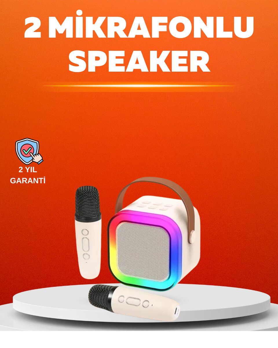 Ses Efektli Mikrofonlu Kablosuz Karaoke Sistemi 1 Ses Efektli Mikrofonlu Kablosuz Karaoke Sistemi
