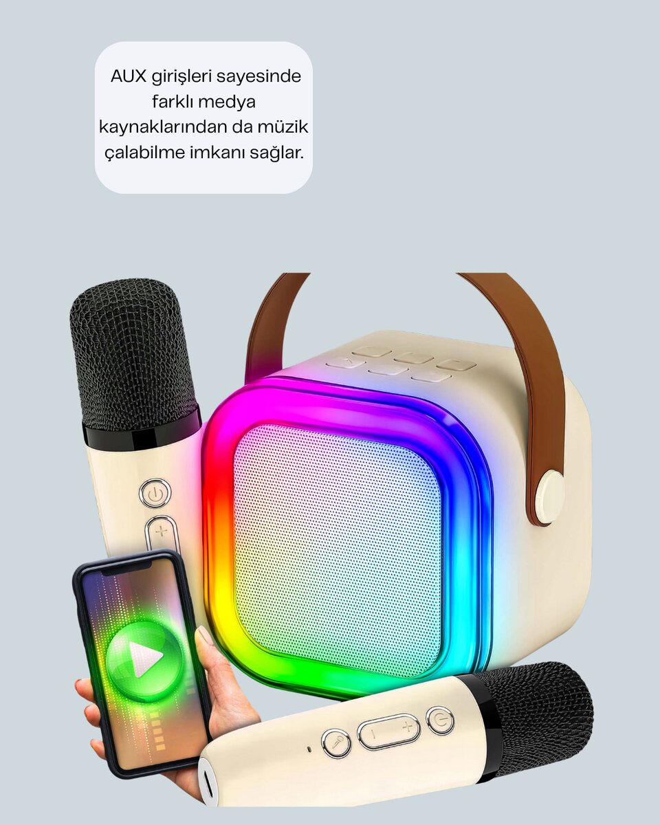 Ses Efektli Mikrofonlu Kablosuz Karaoke Sistemi 3 Ses Efektli Mikrofonlu Kablosuz Karaoke Sistemi - Görsel 3