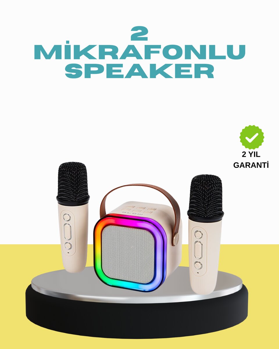 LED Işıklı Taşınabilir Karaoke Hoparlör – USB & AUX Girişli 1 LED Işıklı Taşınabilir Karaoke Hoparlör – USB & AUX Girişli
