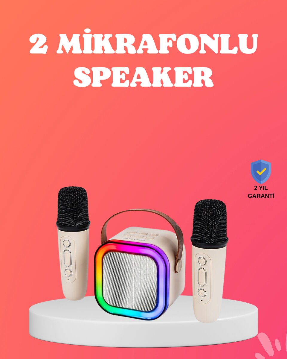 Bluetooth 5.0 Destekli Kablosuz Karaoke Hoparlör 1 Bluetooth 5.0 Destekli Kablosuz Karaoke Hoparlör