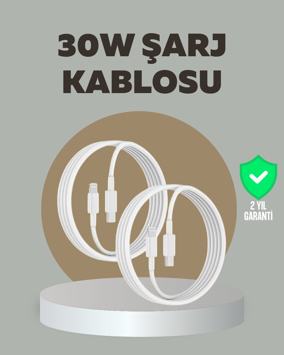iPhone iPad Airpods Uyumlu 30W Type-C to Lightning Kablo 1 iPhone iPad Airpods Uyumlu 30W Type-C to Lightning Kablo
