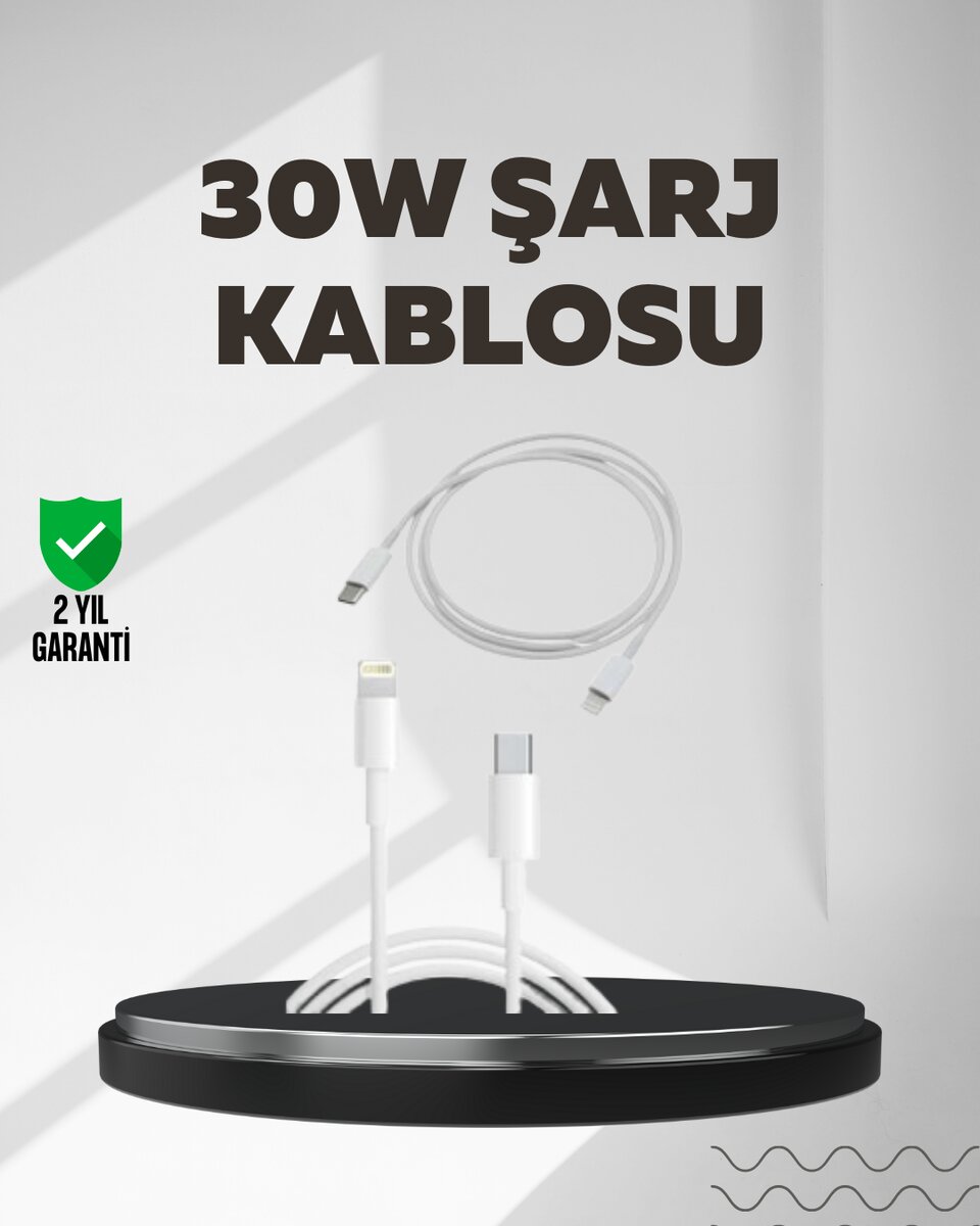 Yüksek Saflıkta Bakır Çekirdekli 30W Hızlı Şarj Kablosu 1 Yüksek Saflıkta Bakır Çekirdekli 30W Hızlı Şarj Kablosu