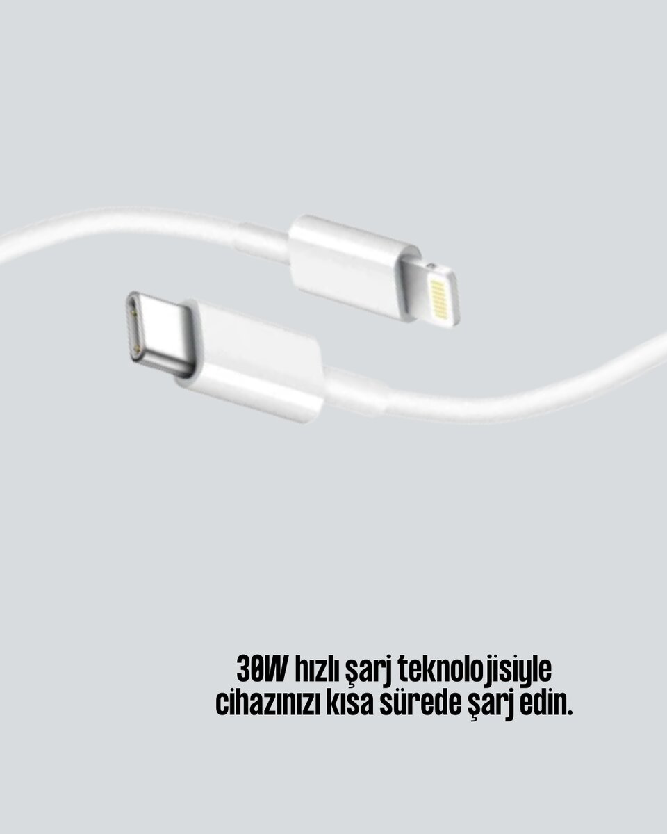Orijinal Kalite 30W Type-C Lightning Hızlı Şarj Kablosu – 1.2m Dayanıklı 2 Orijinal Kalite 30W Type-C Lightning Hızlı Şarj Kablosu – 1.2m Dayanıklı - Görsel 2