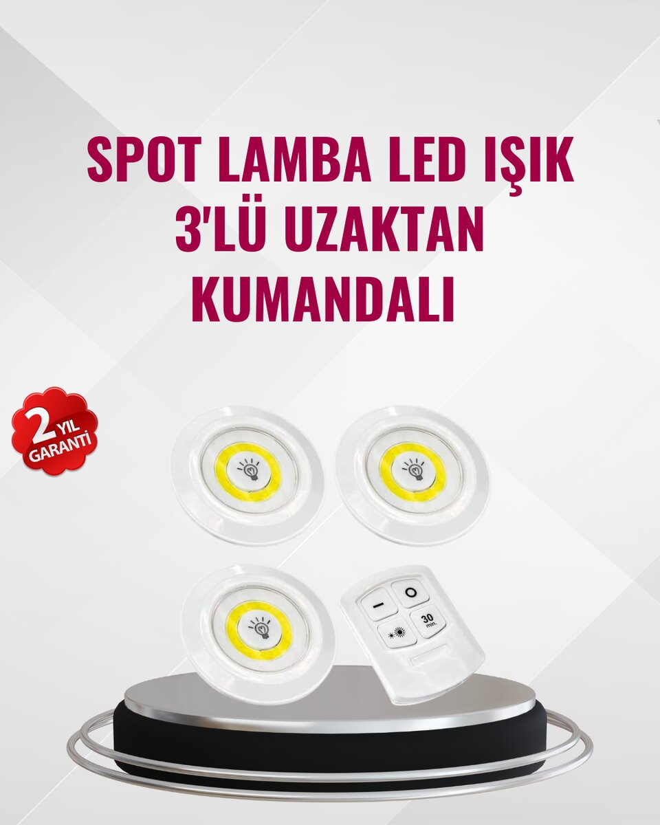 3 Lü Pilli Kablosuz Led Spot Lamba Seti Kumandalı Kolay Montaj Aydınlatma 1 3 Lü Pilli Kablosuz Led Spot Lamba Seti Kumandalı Kolay Montaj Aydınlatma