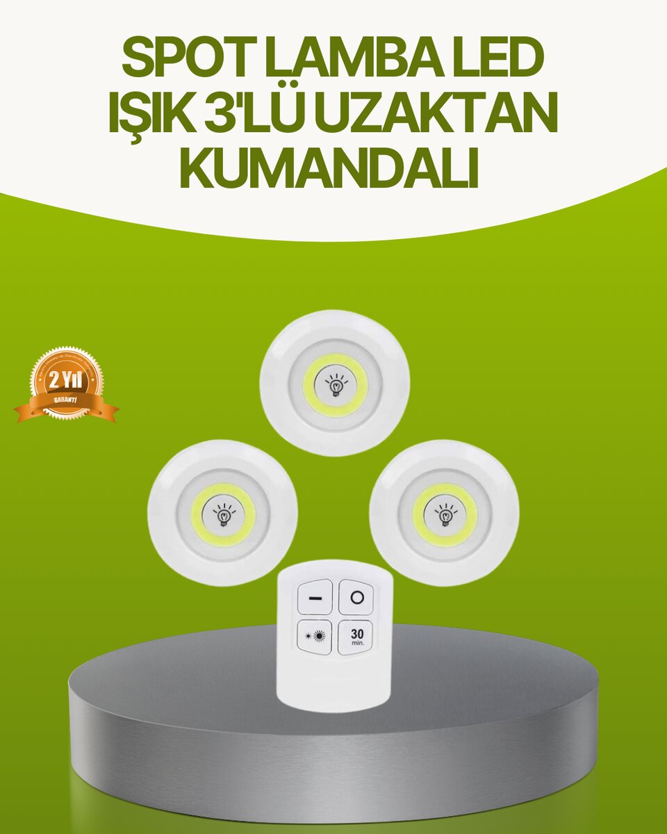 Uzaktan Kumandalı 3 Lü Kablosuz Led Spot Lamba Seti Yapışkanlı Pratik Kullanım 1 Uzaktan Kumandalı 3 Lü Kablosuz Led Spot Lamba Seti Yapışkanlı Pratik Kullanım