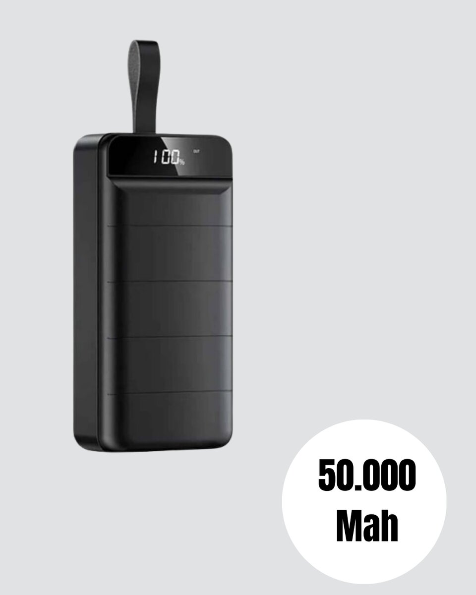 Yüksek Kapasiteli 50.000 mAh Powerbank – Type-C Lightning ve Micro USB Uyumlu Çoklu Cihaz Şarj Özellikli 2 Yüksek Kapasiteli 50.000 mAh Powerbank – Type-C Lightning ve Micro USB Uyumlu Çoklu Cihaz Şarj Özellikli - Görsel 2