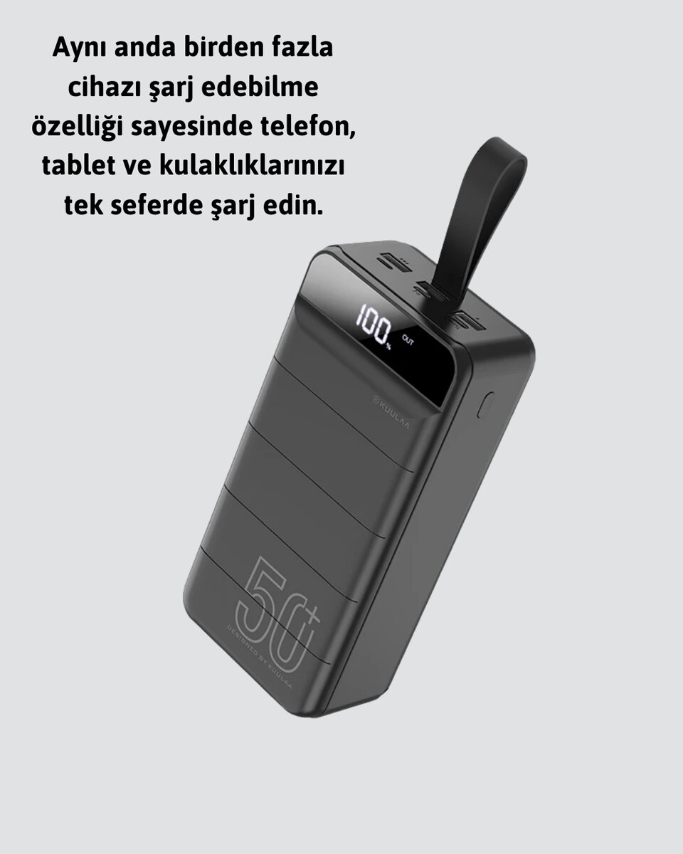 Yüksek Kapasiteli 50.000 mAh Powerbank – Type-C Lightning ve Micro USB Uyumlu Çoklu Cihaz Şarj Özellikli 4 Yüksek Kapasiteli 50.000 mAh Powerbank – Type-C Lightning ve Micro USB Uyumlu Çoklu Cihaz Şarj Özellikli - Görsel 4