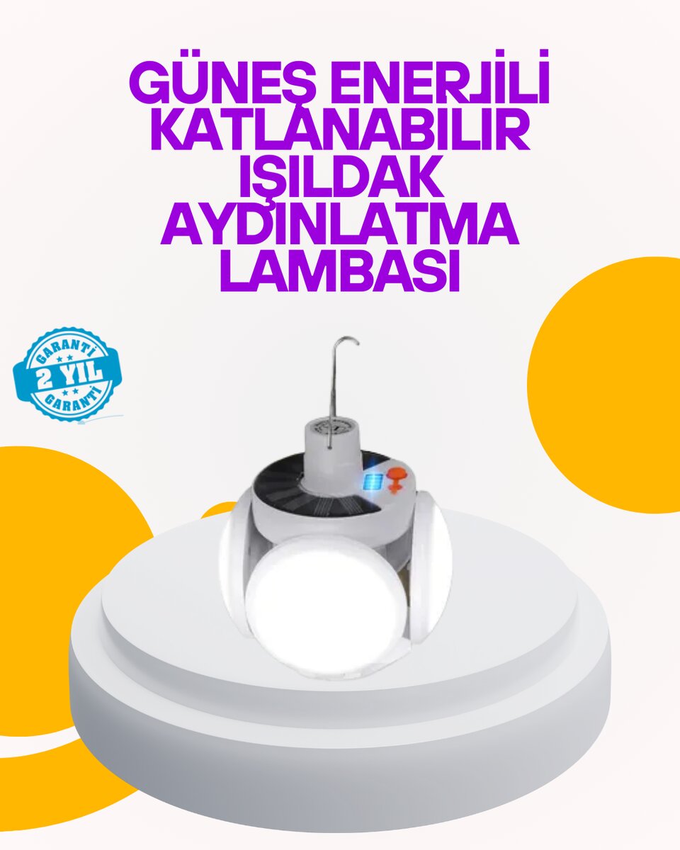 Solar Enerjili Katlanabilir Led Kamp ve Bahçe Lambası 1 Solar Enerjili Katlanabilir Led Kamp ve Bahçe Lambası