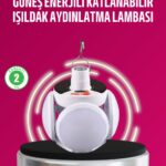 Solar ve USB Şarjlı Su Geçirmez Katlanabilir LED Lamba