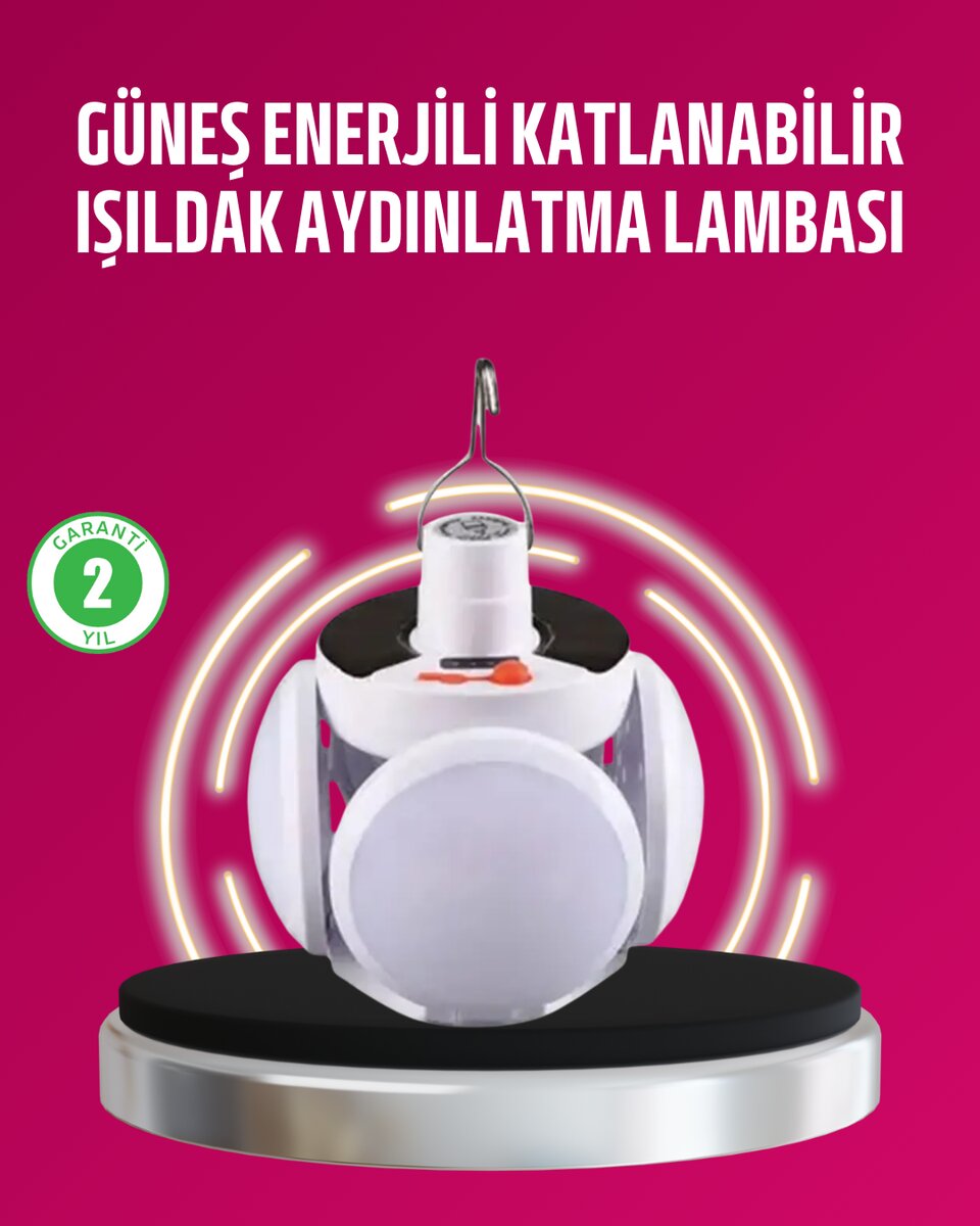 Solar ve USB Şarjlı Su Geçirmez Katlanabilir LED Lamba 1 Solar ve USB Şarjlı Su Geçirmez Katlanabilir LED Lamba