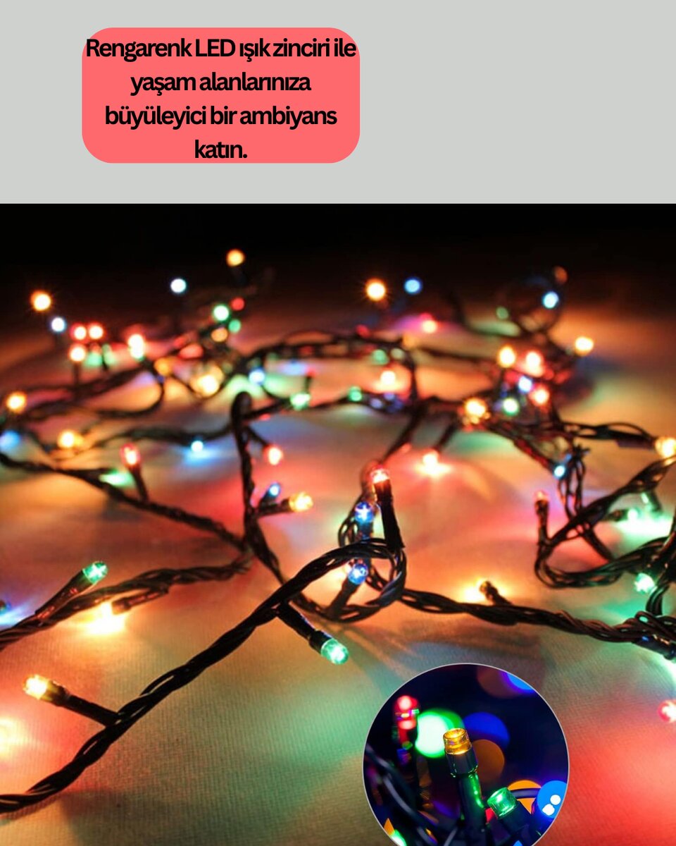 Dekoratif LED Çelenk Işık 8 Farklı Aydınlatma Modu 2 Dekoratif LED Çelenk Işık 8 Farklı Aydınlatma Modu - Görsel 2