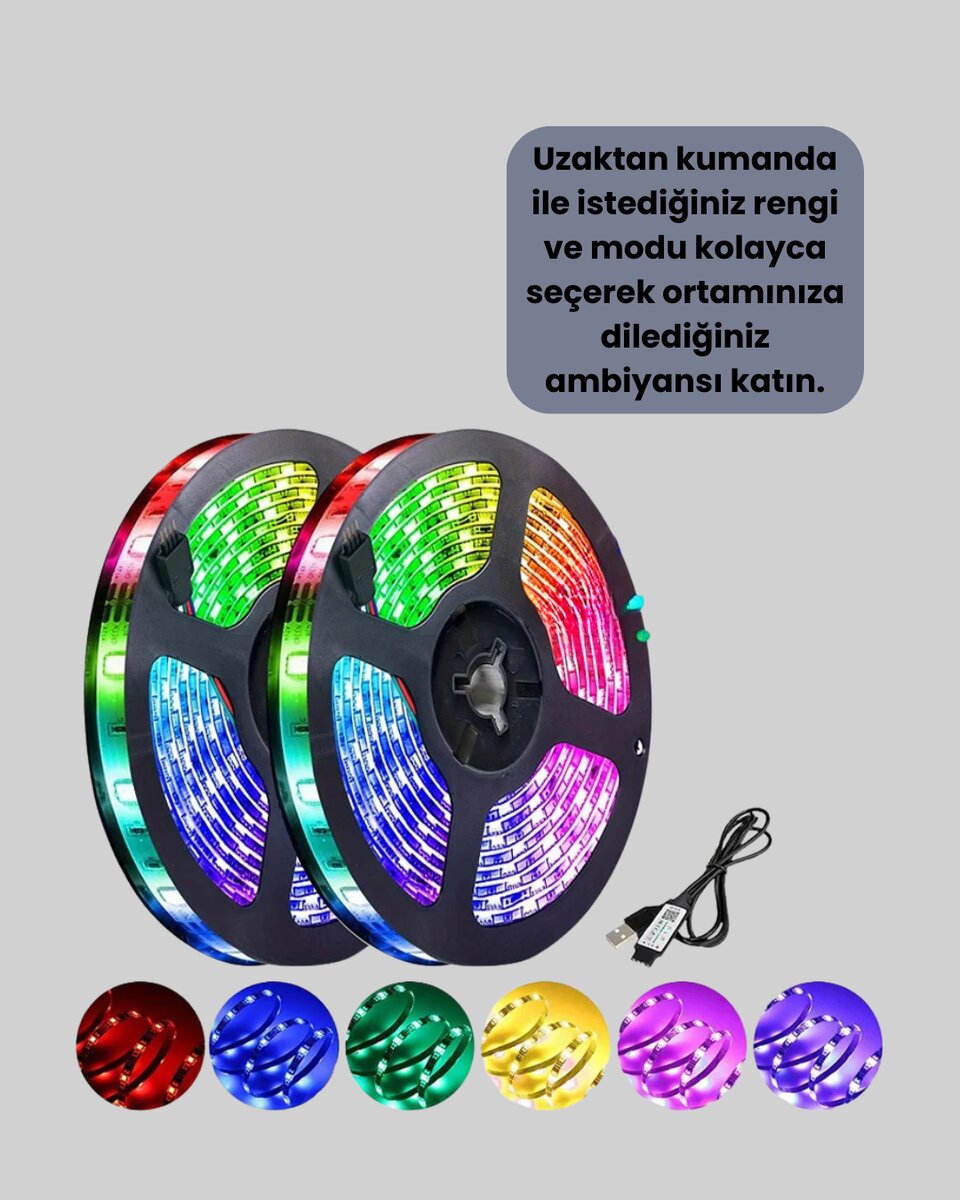 Kumandalı 5 Metre Şerit LED Dekoratif Aydınlatma 4 Kumandalı 5 Metre Şerit LED Dekoratif Aydınlatma - Görsel 4