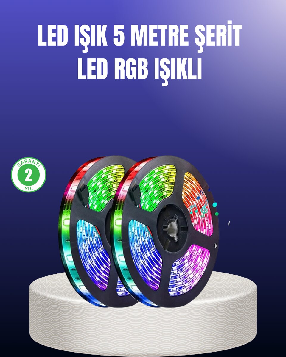 Enerji Tasarruflu RGB Şerit LED 5 Metre 1 Enerji Tasarruflu RGB Şerit LED 5 Metre