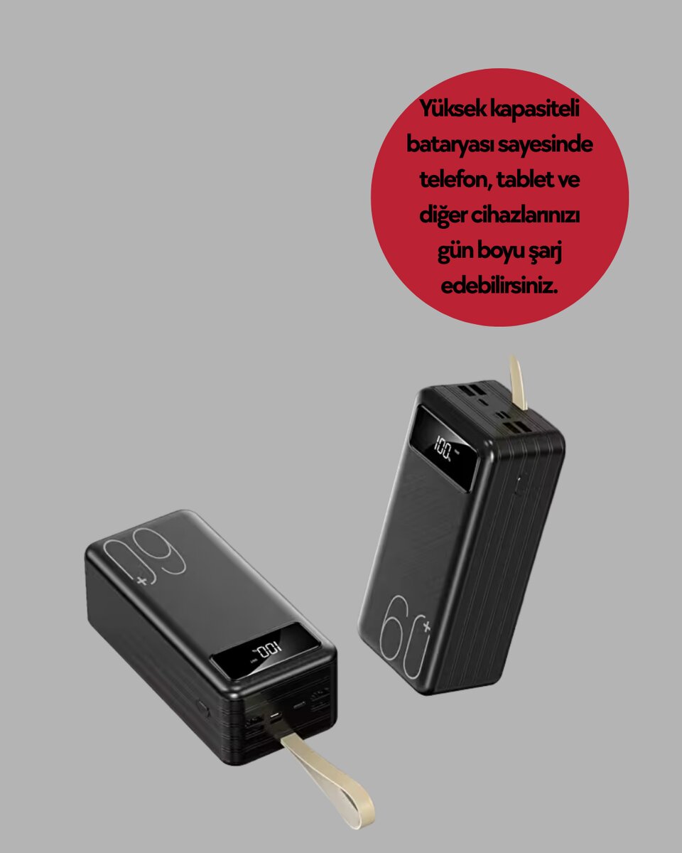 LED Ekranlı Çok Fonksiyonlu Taşınabilir Şarj Ünitesi Powerbank 2 LED Ekranlı Çok Fonksiyonlu Taşınabilir Şarj Ünitesi Powerbank - Görsel 2