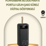 Tüm Cihazlarla Uyumlu LED Fenerli 4 Çıkışlı Powerbank