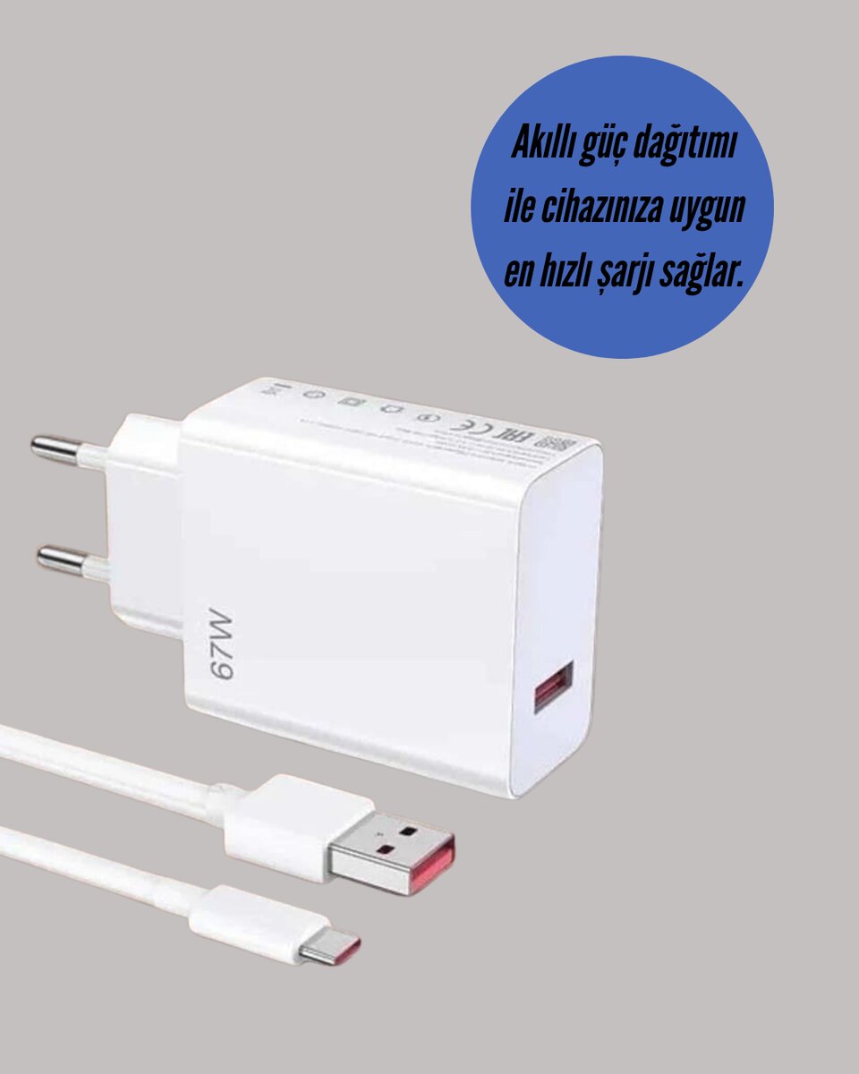 67W Güçlü Şarj Adaptörü ve Turbo Kablo Uzun Ömürlü Dayanıklı Tasarım 4 67W Güçlü Şarj Adaptörü ve Turbo Kablo Uzun Ömürlü Dayanıklı Tasarım - Görsel 4