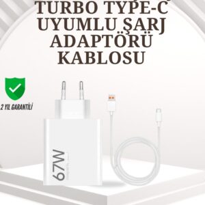 Type-C Uyumlu 67W Turbo Hızlı Şarj Aleti Akıllı Koruma Sistemli
