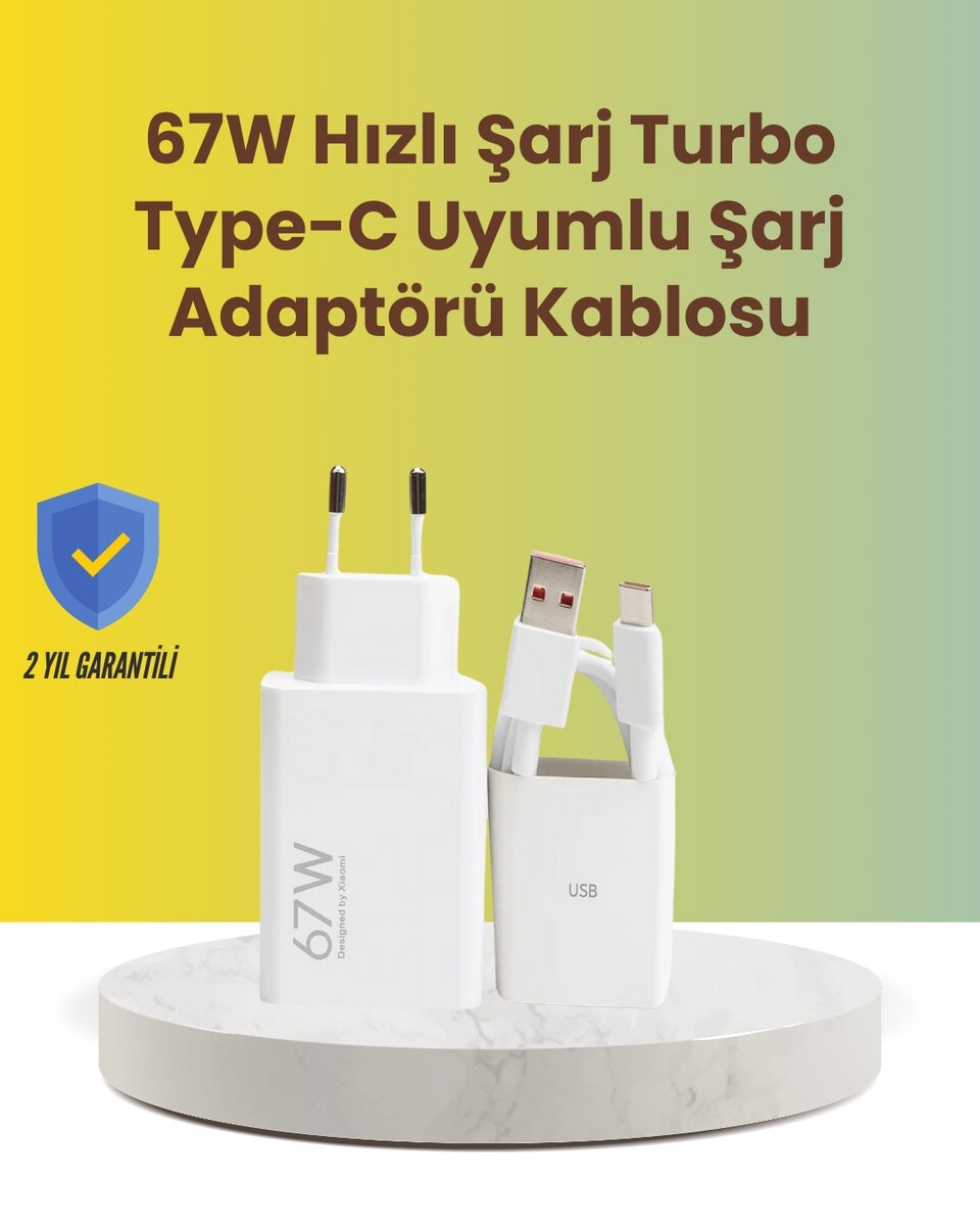 67W Hızlı Şarj Adaptörü ve Veri Aktarım Özellikli Type-C Kablo Seti 1 67W Hızlı Şarj Adaptörü ve Veri Aktarım Özellikli Type-C Kablo Seti