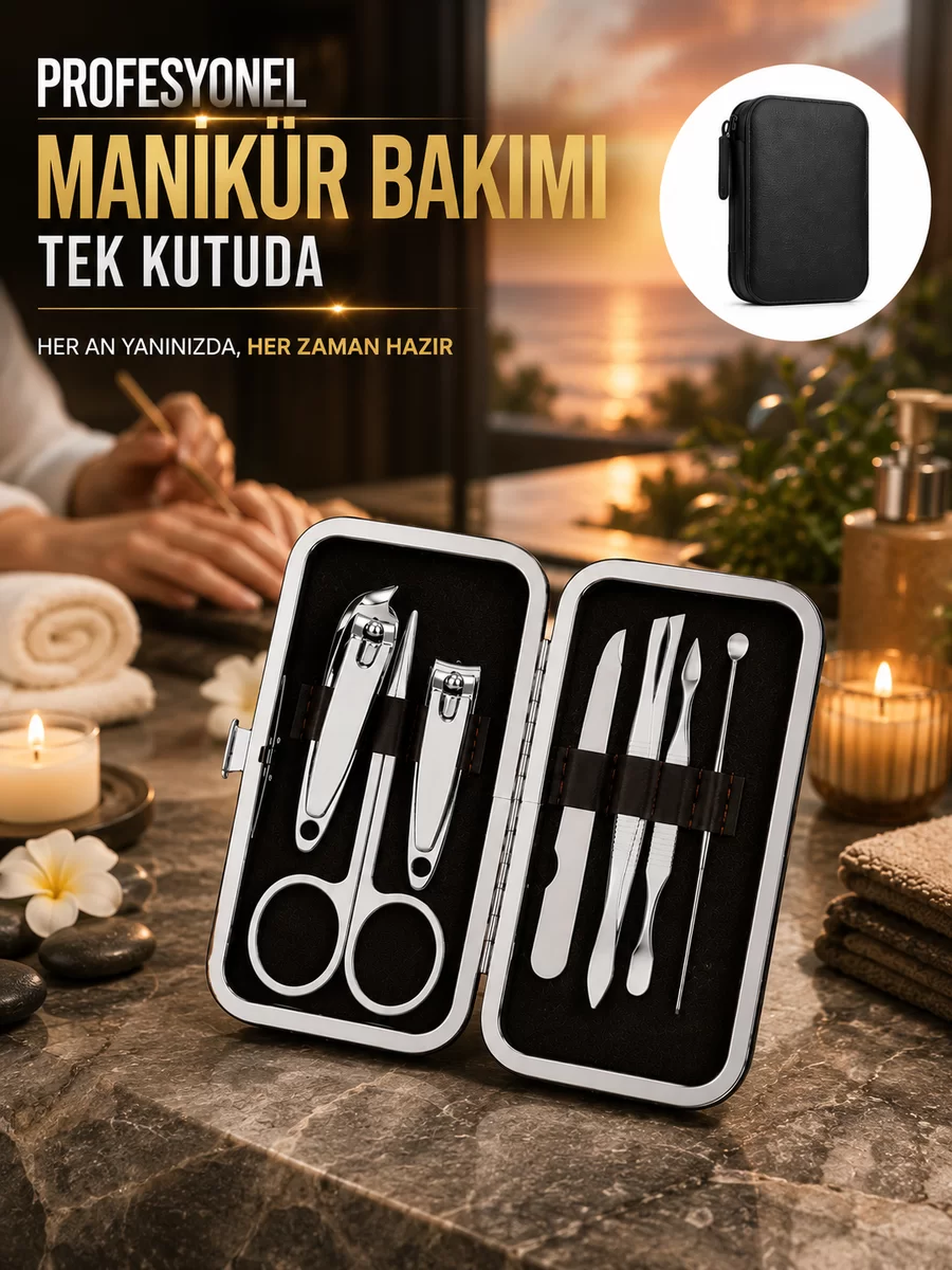 Evde Profesyonel Tırnak Bakımı İçin 7 Parça Premium Bakım Seti 1 Evde Profesyonel Tırnak Bakımı İçin 7 Parça Premium Bakım Seti