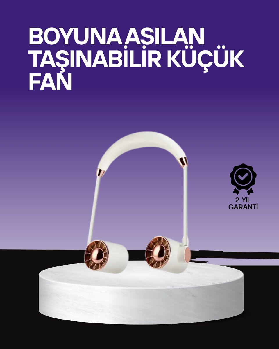 Boyun Askılı Katlanabilir Fan 1000 mAh USB Şarjlı Taşınabilir 1 Boyun Askılı Katlanabilir Fan 1000 mAh USB Şarjlı Taşınabilir